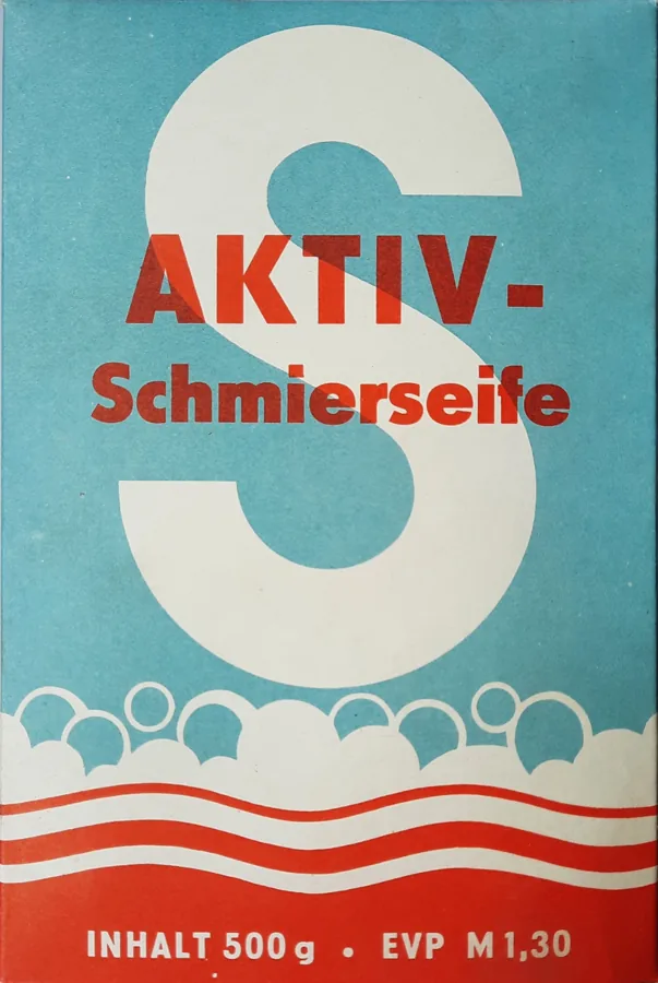 Packaging of AKTIV soft soap from the GDR era